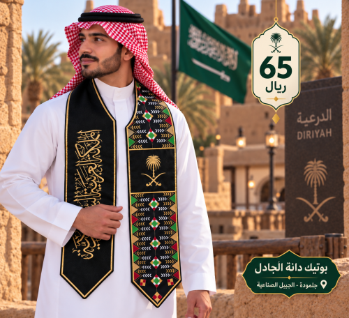 وشاح اليوم الوطني شامواه باللون الاسود