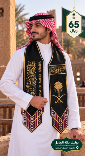 وشاح اليوم الوطني شامواه باللون الاسود