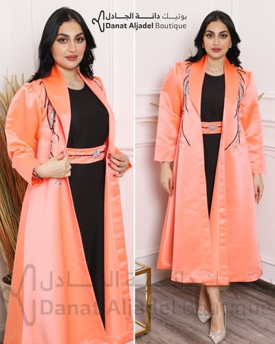 فستان قطعتين شك وفستان داخلي اسود كريب متعدد الالو...