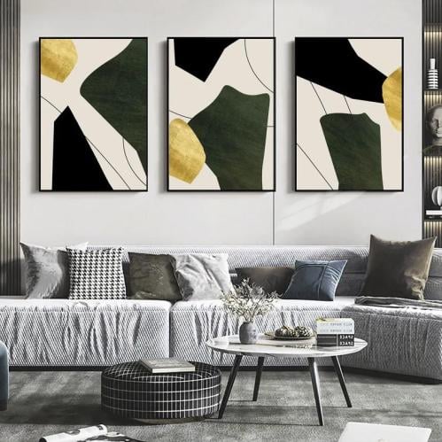 Three wall fabric panels Italian "printing"