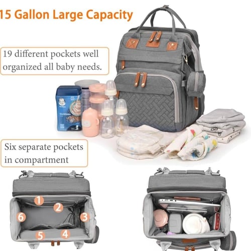 حقيبة ظهر للحفاضات بمساحة كبيره مقاومة للماء مع من...