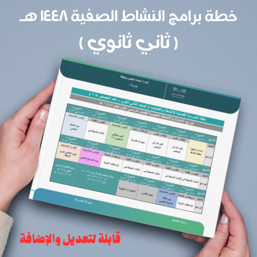 خطة برامج النشاط الصفية 1448 ( الصف الثاني ثانوي )