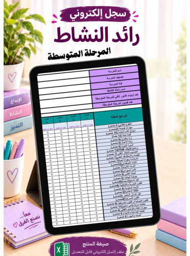 سجل رائد/ة النشاط الالكتروني المرحلة المتوسطة