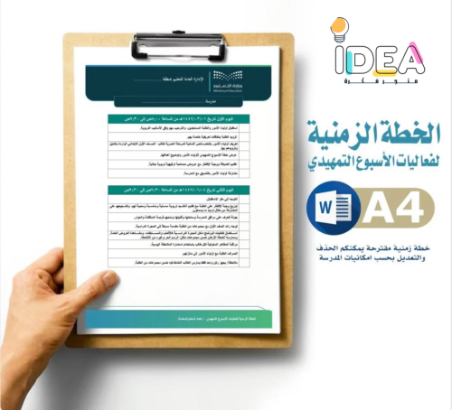 الخطة الزمنية لفعاليات الاسبوع التمهيدي