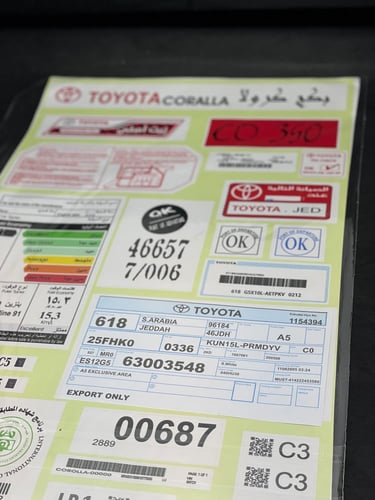 بكج استكرات كبير كورولا وكالة عمومي لوح