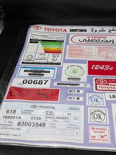 بكج استكرات كبير كورولا وكالة 2007-2014 لوح