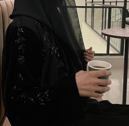 Velvet and crepe abaya with embroidery