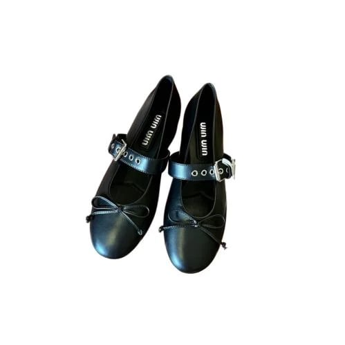 Black leather flat Miu Miu, luxurious
