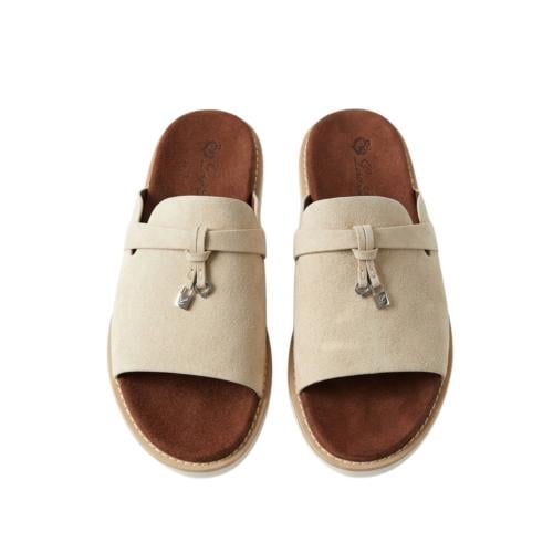 Loro Piana Summer Walk Slide Beige Suede