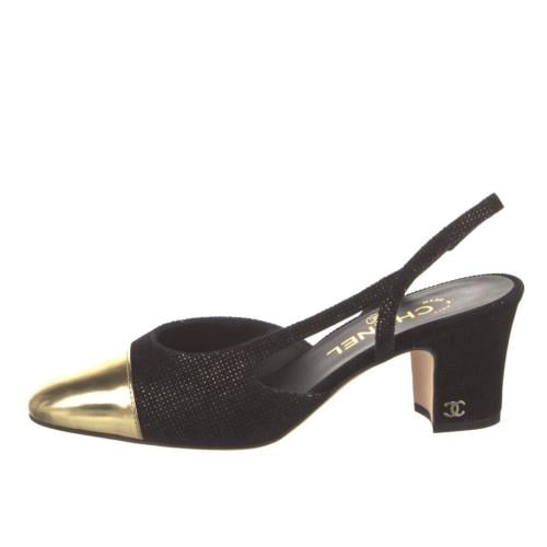 تشانيل كعب عالي أسود و جولد