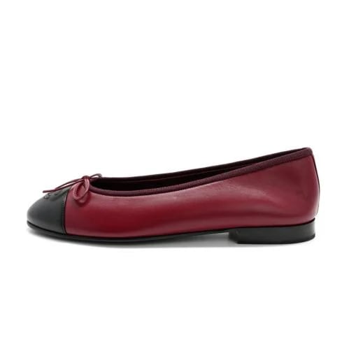 Chanel Two-Tone Ballerina in Burgundy with Black Toe