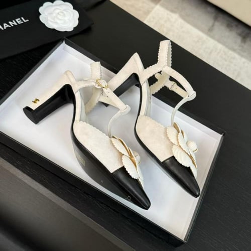 شانيل كعب عالي أبيض فخم و أنيق