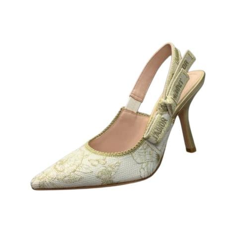 ديور كعب عالي ابيض مع جولد