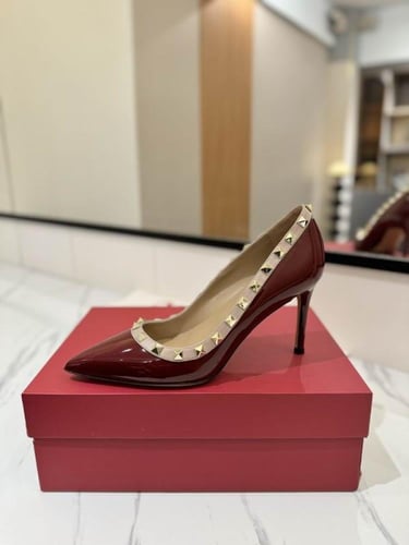 فالينتينو كعب عالي عنابي أنيق