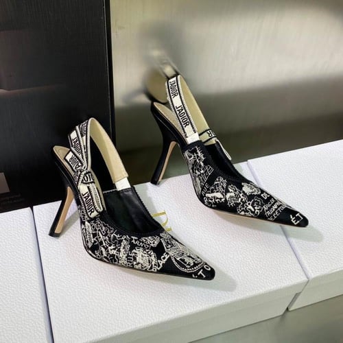 ديور كعب عالي اسود ابيض