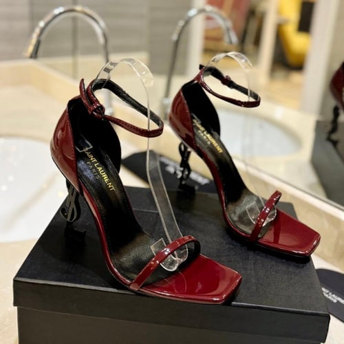 سان لوران كعب عالي عنابي مع اسود