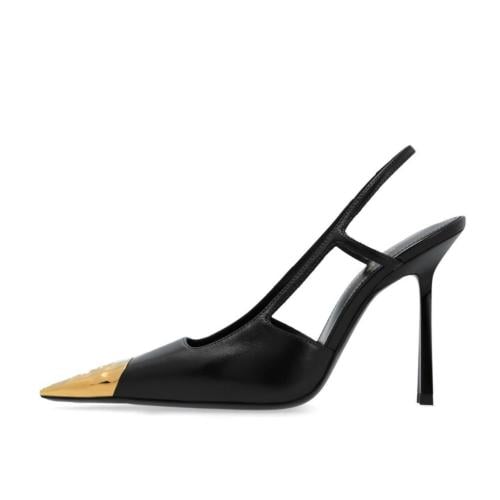 سان لوران كعب عالي أسود مع جولد