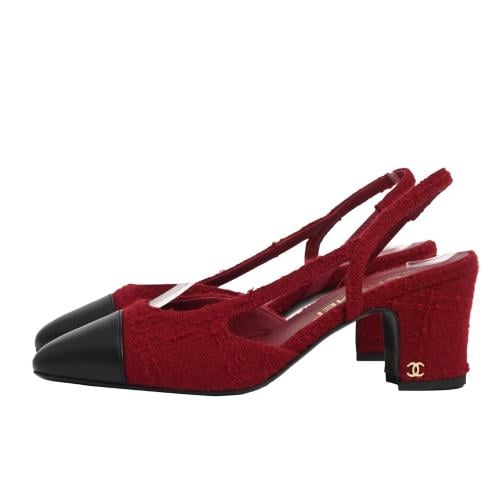 تشانيل كعب عالي عنابي و أسود