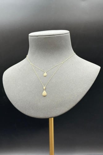 سلسال ذهب عيار 18 دورين دمعة تصميم الماس وزن من 1....