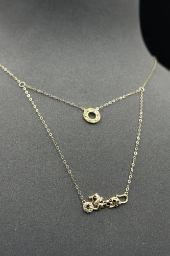 عقد تايجر دورين ذهب عيار 18 تصميم الماس وزن من 1.4...