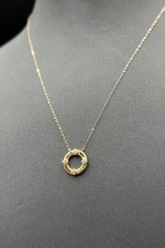 سلسال ذهب عيار 18 دائري بتصميم الماس وزن من 0.9 ال...