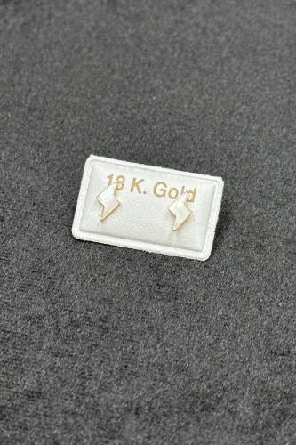 حلق طبي ذهب للاطفال عيار 18 مع صدف ابيض وزن 0.3 جر...