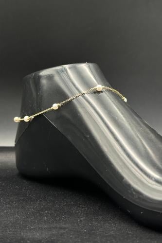 خلخال ذهب عيار 18 بتصميم لؤلؤ وزن 1.4 جرام