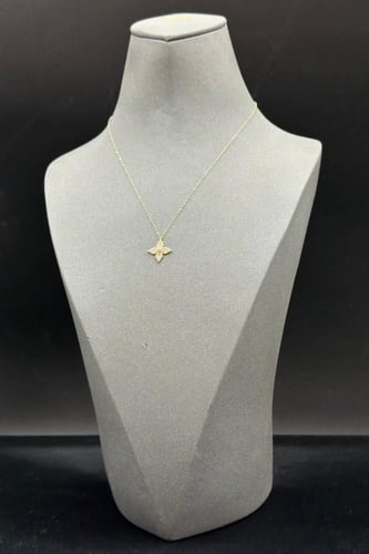 سلسال ذهب ناعم عيار 18 زهرة تصميم الماس وزن 0.7 جر...