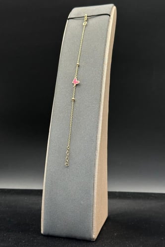 اسوارة اطفال فراشة ذهب صافي ملون عيار 18 وزن 1.2 ج...