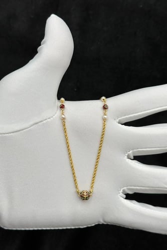 عقد مجدول مع كور ذهب تصميم هندي عيار 21 وزن 3.6 جر...