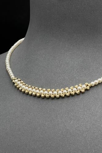 سلسال ذهب ناعم عيار 18 مع لؤلؤ وزن 2 جرام