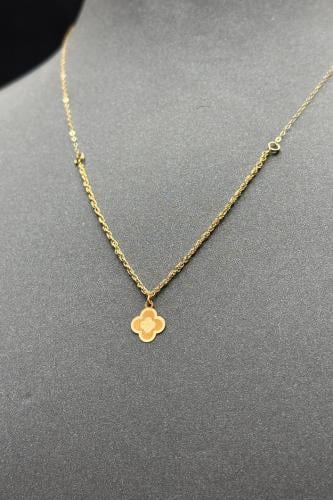 عقد مجدول مع وردة ذهب صافي عيار 21 وزن 0.6 جرام