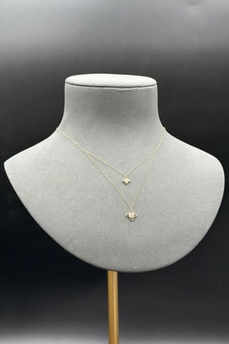 سلسال ذهب عيار 18 دورين زهرة تصميم الماس وزن 0.8 ج...