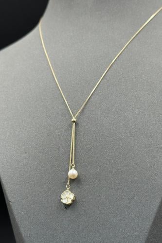 سلسلة ذهب عيار 18 لؤلؤ مع صدف ملون وزن من 1.2 الى...