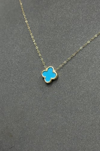 عقد ذهب عيار 18 تصميم وردة مع صدف فيروزي - لأطلالة...