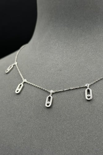 شوكر مستطيل ذهب ابيض تصميم الماس عيار 18 وزن من 5....