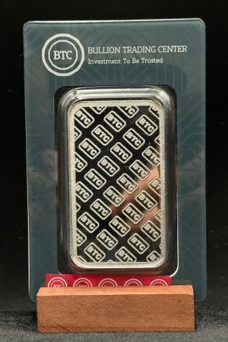 سبيكة فضة شكل (BTC) وزن 100 جرام