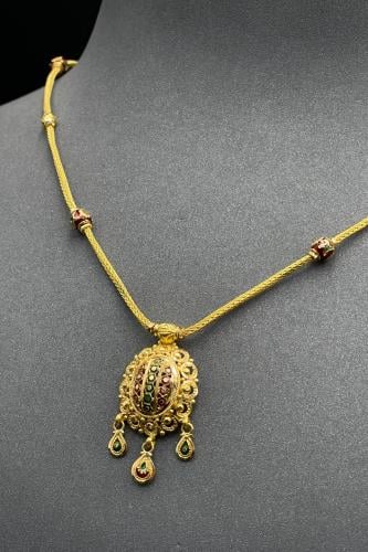 عقد ذهب تصميم هندي عيار 21 وزن 12.9 جرام