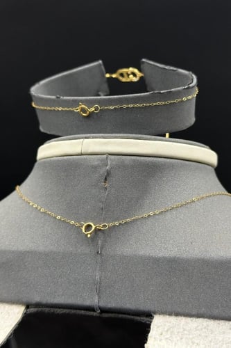 طقم ذهب تصميم الماس عيار 21 وزن 2.3 جرام