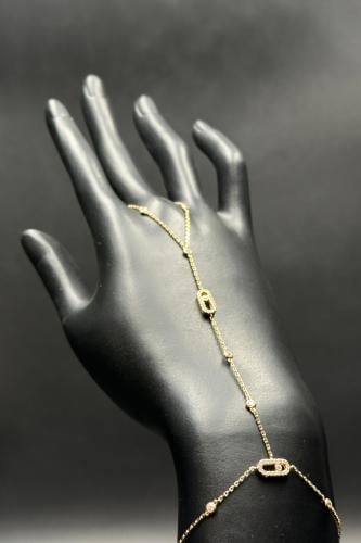 كف مستطيل ذهب تصميم الماس عيار 18 وزن 4.3 جرام