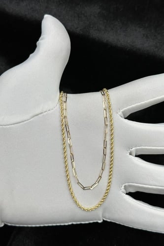 سلسال ذهب طويل عيار 18 ايطالي مجدول وزن من 3.3 الى...