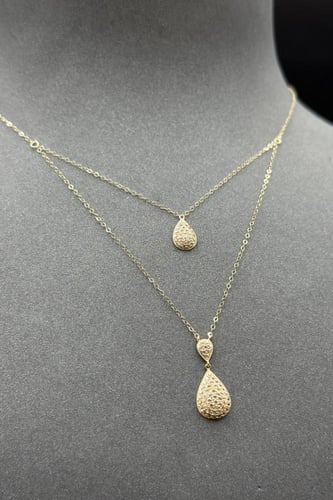 سلسال ذهب عيار 18 دورين دمعة تصميم الماس وزن من 1....