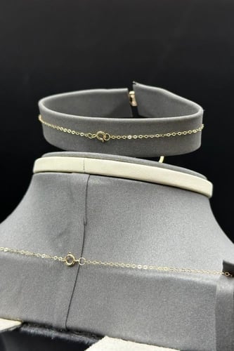 طقم خلية ذهب تصميم الماس عيار 18 وزن 7.1 جرام