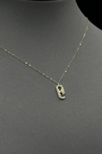 عقد مستطيل ناعم ذهب تصميم الماس