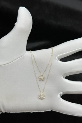 عقد ذهب عيار 18 دورين بتصميم الماس وزن من 1 الى 1....