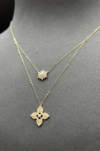 سلسال ذهب ناعم عيار 18 دورين زهرة تصميم الماس وزن...