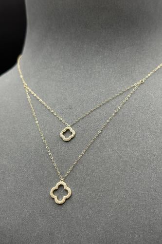 عقد دورين وردة مفرغ ذهب تصميم الماس عيار 18 وزن من...