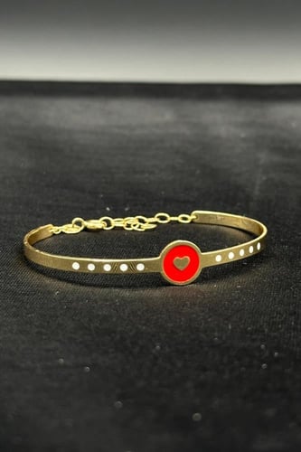 اسوارة اطفال قلب ذهب ملون عيار 18 وزن 4.2 جرام