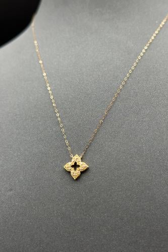 عقد ذهب عيار 21 زهرة تصميم الماس وزن من 0.8 الى 0....