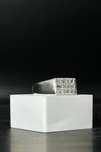 خاتم فضة رجالي 925 مع الماس بتصميم مربع بوزن 10.1...